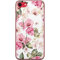 Apple iPhone 16e Transparent Mobilskal Rosa blommor