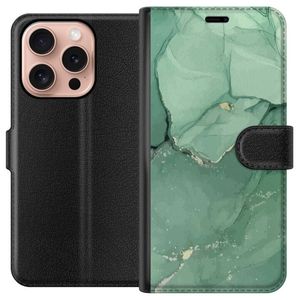 Apple iPhone 16 Pro Svart Plånboksfodral Grön Marmor