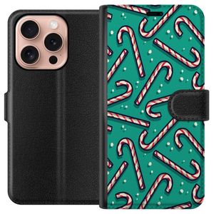 Apple iPhone 16 Pro Svart Plånboksfodral Polkagris Mönster