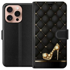 Apple iPhone 16 Pro Svart Plånboksfodral Lyxig Sko