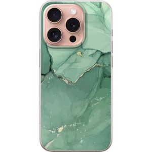 Apple iPhone 16 Pro Transparent Mobilskal Grön Marmor