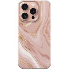 Apple iPhone 16 Pro Transparent Mobilskal Ljusrosa marmor