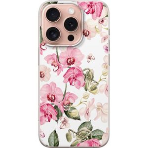 Apple iPhone 16 Pro Transparent Mobilskal Rosa blommor