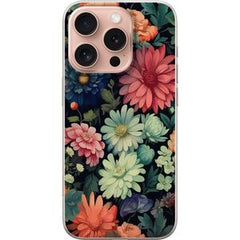 Apple iPhone 16 Pro Transparent Mobilskal Färglada blommor