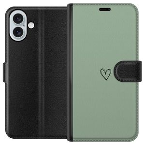 Apple iPhone 16 Plus Svart Plånboksfodral Hjärta
