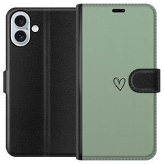 Apple iPhone 16 Plus Svart Plånboksfodral Hjärta