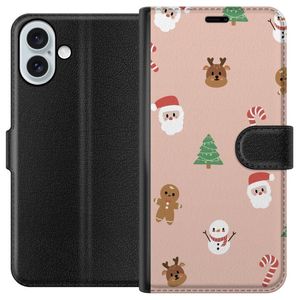 Apple iPhone 16 Plus Svart Plånboksfodral Klassisk Julfest