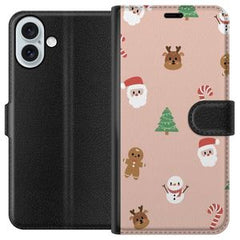 Apple iPhone 16 Plus Svart Plånboksfodral Klassisk Julfest