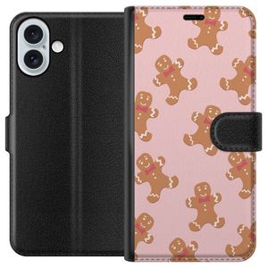 Apple iPhone 16 Plus Svart Plånboksfodral Pepparkaksgubbe