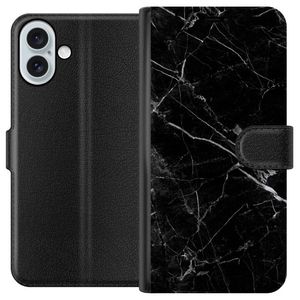 Apple iPhone 16 Plus Svart Plånboksfodral Svart marmor