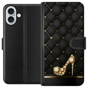 Apple iPhone 16 Plus Svart Plånboksfodral Lyxig Sko