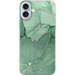 Apple iPhone 16 Plus Transparent Mobilskal Grön Marmor