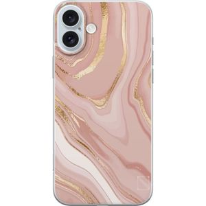 Apple iPhone 16 Plus Transparent Mobilskal Ljusrosa marmor