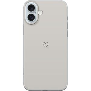 Apple iPhone 16 Plus Transparent Mobilskal Grått hjärta