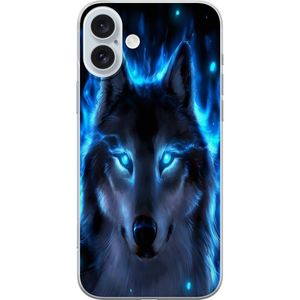 Apple iPhone 16 Plus Transparent Mobilskal Blå Varg
