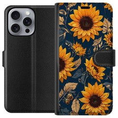 Apple iPhone 16 Pro Max Svart Plånboksfodral Solrosor