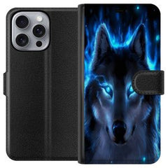 Apple iPhone 16 Pro Max Svart Plånboksfodral Blå Varg