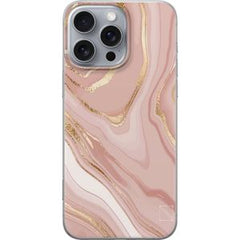 Apple iPhone 16 Pro Max Transparent Mobilskal Ljusrosa marmor