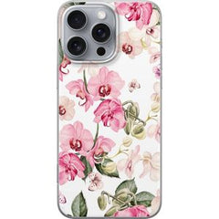 Apple iPhone 16 Pro Max Transparent Mobilskal Rosa blommor