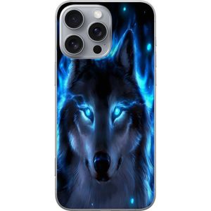 Apple iPhone 16 Pro Max Transparent Mobilskal Blå Varg