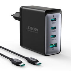 Joyroom Väggladdare, 3x USB-C + USB-A, PD, GaN, 100W, med USB-C-kabel - Svart