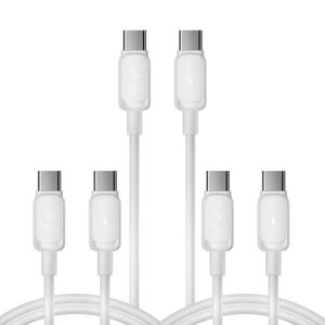 SiGN USB-C till USB-C kabel , 100W, 3-pack, 1,2m/2m/3m - vit