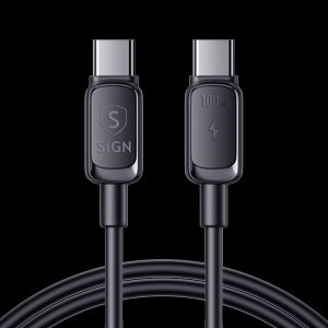 SiGN USB-C till USB-C Kabel 100W, 0.25m - Svart