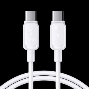 SiGN USB-C till USB-C Kabel 100W, 0,25m - Vit