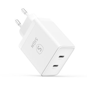 SiGN Dual USB-C PD Laddare 40W - Vit
