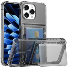 iPhone 16 Pro Transparent skal med korthållare - Svart