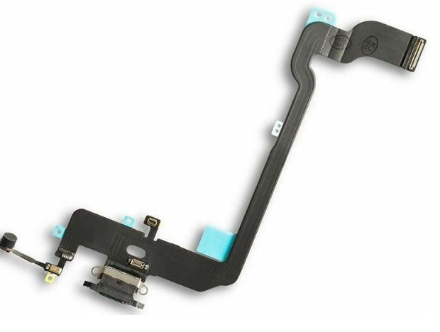 iPhone XS, USB Charging Port/Mic Headphone Cable - Silver