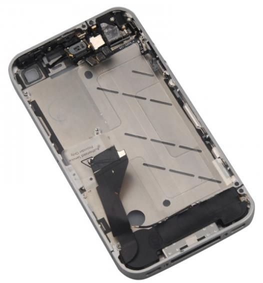 Mellanram iPhone 4 med flexkablar monterade, original, svart
