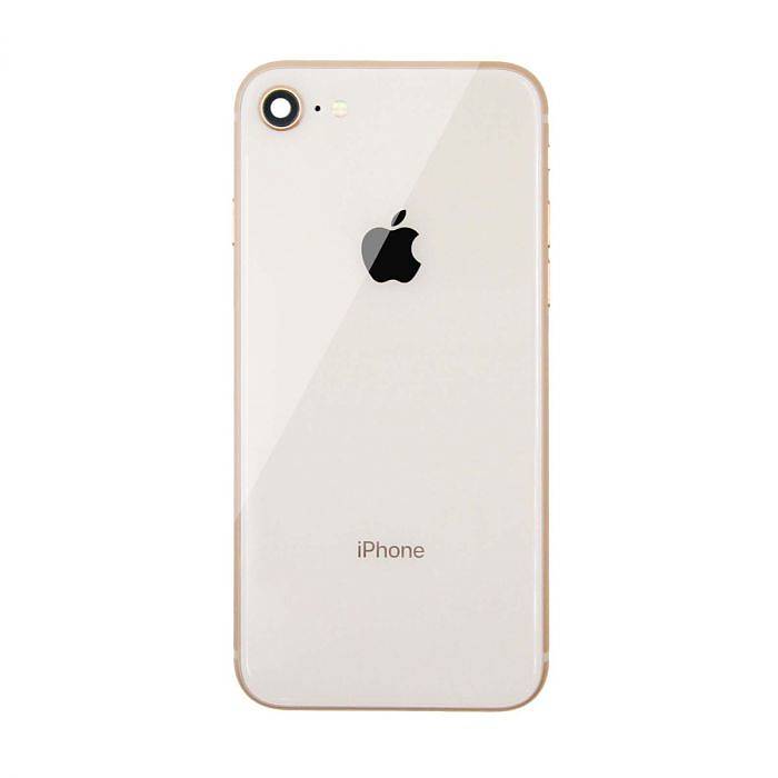 Komplett baksida med ram, kameralins, sidoknappar, flexkablar, smådelar, vibrator - iPhone 8